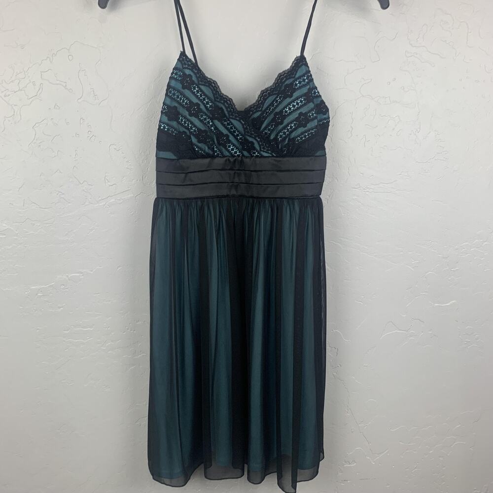 Y2K Teeze Me Dress Womens Small Black Teal Lace Babydoll 90s Fairy Coquette
